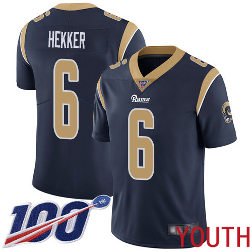 Los Angeles Rams Limited Navy Blue Youth Johnny Hekker Home Jersey NFL Football #6 100th Season Vapor Untouchable->youth nfl jersey->Youth Jersey
